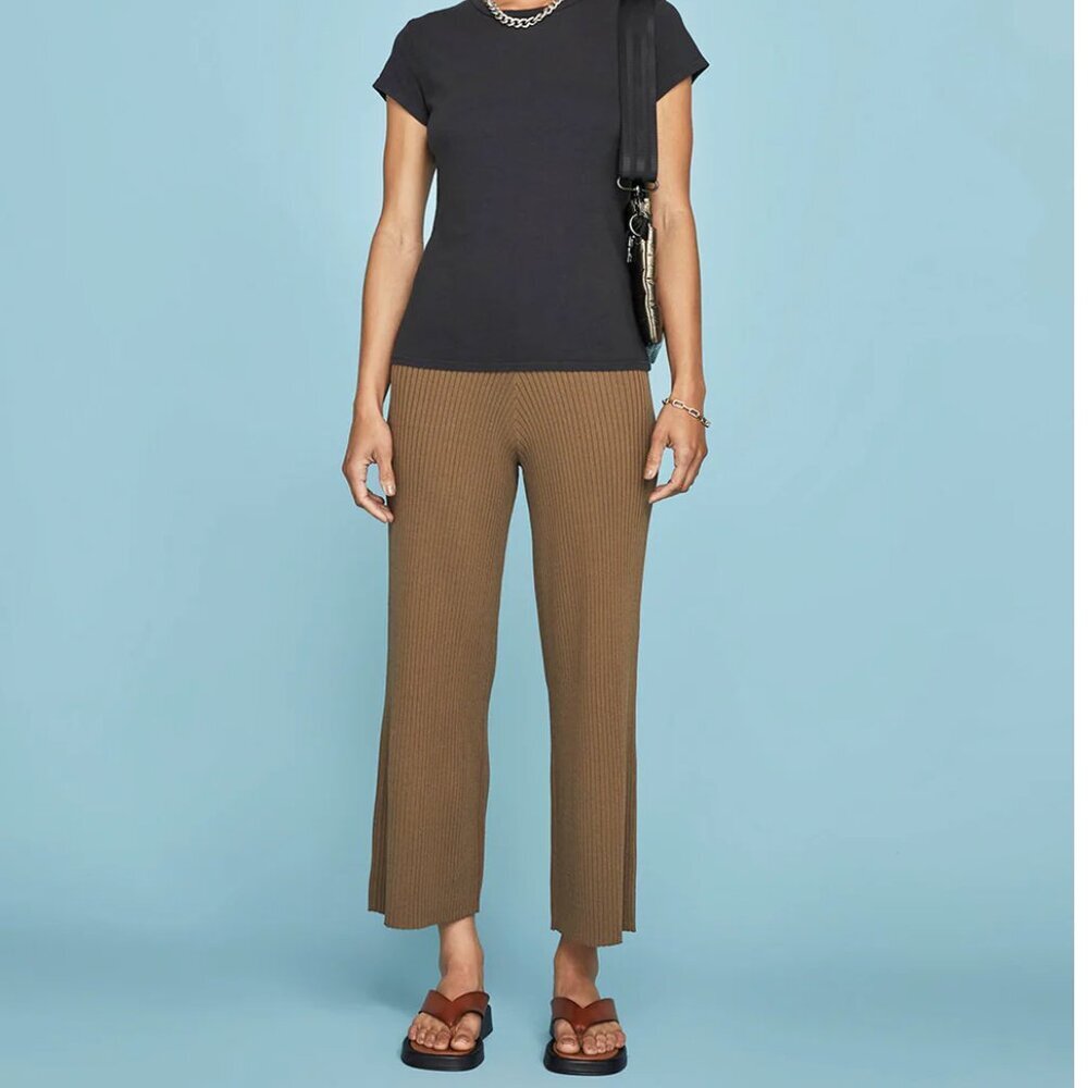 NWT Carbon38 Brown Sweater Flare Pants Sz Small
